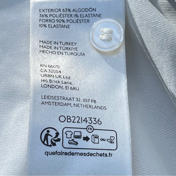 Anthropologie Women Collared Textured Midi Shirt Dress White SZ Small Short Slve - Picture 8 of 13